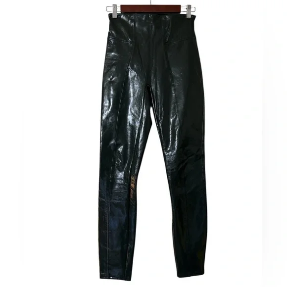 Spanx Faux Patent Leather Leggings in Green Sz. Small - Picture 8 of 9